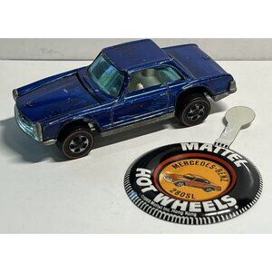 Excellent! 1969 Hot Wheels Redline Blue Mercedes Benz 280SL Car W/ Pin Button